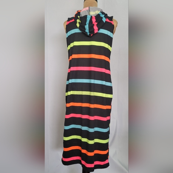 Bobbie Brooks Tee Midi Dress Multi Colored Size M Sleeveless with Hoodie - Picture 3 of 9